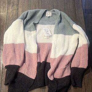 Hippie Rose Sage Lilac Combo Striped Cardigan